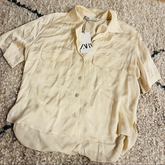 Zara Tops - ZARA cream satin button down NWT